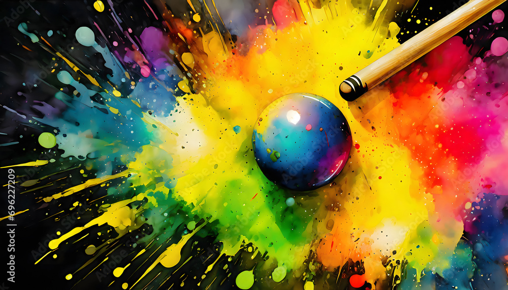 Flashy billiard ball and cue tip Stock Illustration | Adobe Stock