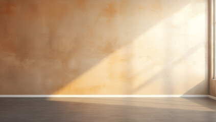 Wall Mural - an empty room with beige walls and light shining from outside. generative AI
