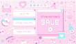 © Takoyaki Shop - Y2K Groovy 90s Valentine's Day Vector Set: Retro Hearts, Computer Interface, and Sale Banners. Romantic, Cute, and Girly Aesthetics with Emojis and Holiday Graphics.