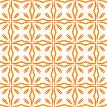 Hand Drawn Green Mosaic Seamless Border. Orange