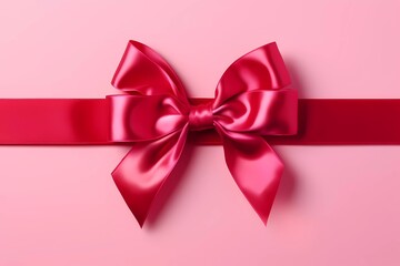 Wall Mural - Red beautiful decorative ribbon for holiday gift on white background.