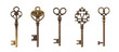 © kilimanjaro  - collection of golden old vintage keys, set isolated on transparent