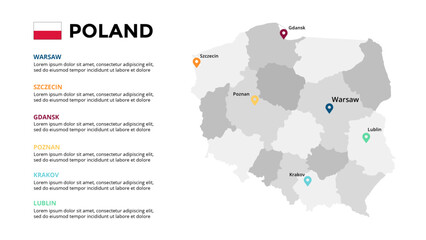  Poland Infographic maps for countries elements design for presentation, can be used for presentation, workflow layout, diagram, annual report, web design.