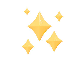 Wall Mural - 3d gold star sparkle emoji. cute shiny star shaped object. magic element. cartoon creative design ic