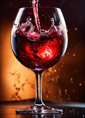 Glass of red wine. capture spectacular splashes. c