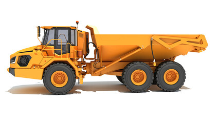 Canvas Print - Mining Dump Truck heavy construction machinery 3D rendering on white background