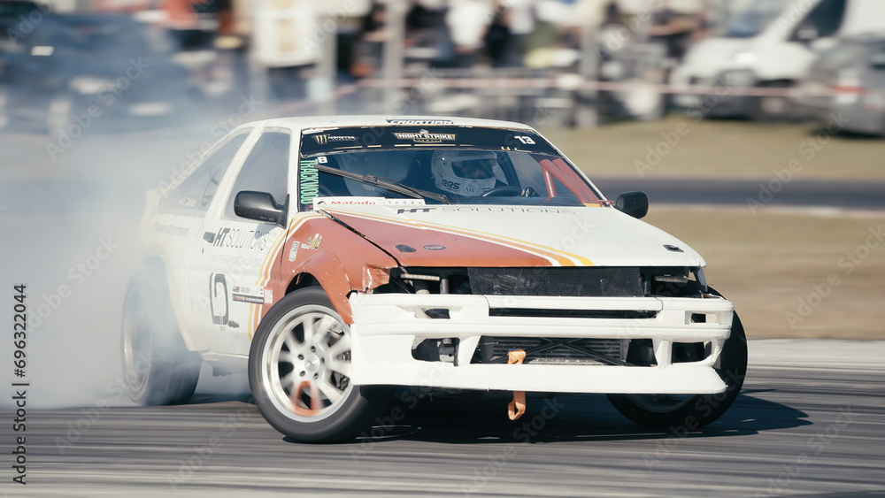 Tracking a drifting legendary Toyota AE86 on a race track Stock Photo ...