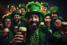 People With Beer Celebrating St Patrick's Day In Pub