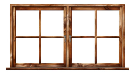 Wall Mural - Brown wooden windows illustration Used to decorate the house and garden isolated on white transparent background, PNG File