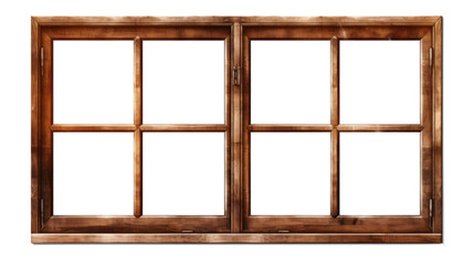 Wall Mural - Brown wooden windows illustration Used to decorate the house and garden isolated on white transparent background, PNG File