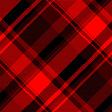 Luxurious Background Texture Seamless, Silk Tartan Pattern Check. Skill Fabric Plaid Vector Textile In Red And Black Colors.