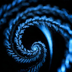 Glowing blue spiral on a black background
