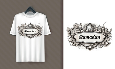 vector hand-drawn Happy Ramadan Kareem t-shirt design