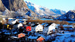 Village of Reine with the mountain range, Lofoten Islands, Norway.