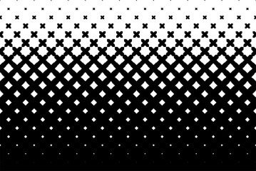 Wall Mural - Seamless halftone vector background.Filled with black crosses .Average fade out.  