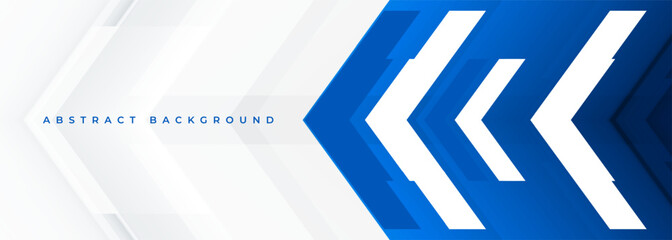 Poster - Blue and white arrows futuristic technology background concept high-speed movement. Wide vector illustration banner