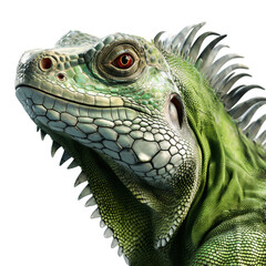 Wall Mural - Green iguana close-up isolated on white, transparent background