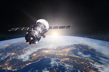 Wall Mural - planet earth. spacecraft launch into space. elements of this image furnished by nasa.
