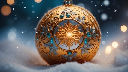 Wall Mural - Colorful themed winter christmas and New Year glittering snow flakes swirl on bokeh background with sparkling stars from Generative AI