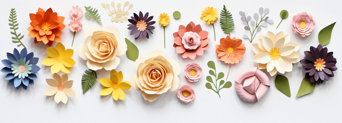 flat lay paper flowers for mother's day