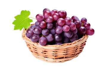 Wall Mural - red grapes in a basket isolated on white or transparent png