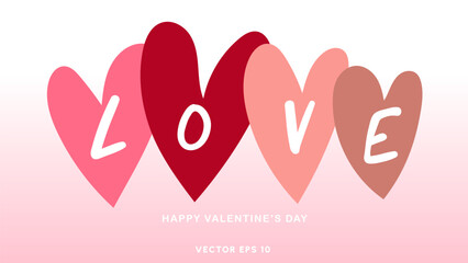 Wall Mural - Love in Valentine's Day on pink background , Flat Modern design , illustration Vector EPS 10