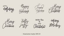 Merry Christmas Handwriting On  Background , Flat Modern Design , Illustration Vector EPS 10