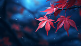 Fototapeta  - Red maple leaf wallpaper background. Autumn summer theme background art, fall colors with leaves. 4 seasons