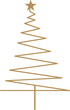 Golden Christmas tree minimal lineart design, PNG file no background