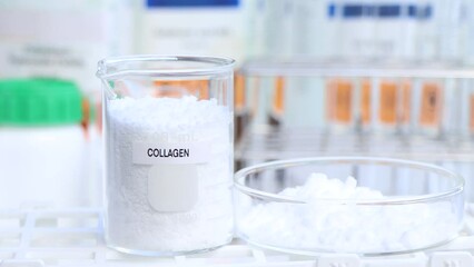 Wall Mural - collagen powder in chemical container , chemical in the laboratory and industry, Raw materials used in production or analysis