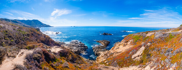 Wall Mural - Beautiful seascape of the west coast of California with views of the Pacific Ocean and the cliffs