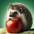 hedgehog with apple
