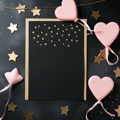 Wall Mural - Valentine's Day card layout, valentine greeting card with hearts