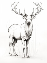 Wall Mural - A Pen Sketch Character Study Drawing of an Elk