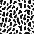 Black and white spotted cow skin texture background. To design square banners, postcards, social media posts. Themes of farming, dairy products, milk, organic food.