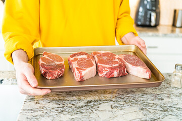 Sticker - Seasoned Rib Eye Steak Ready for Grilling