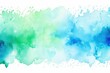 Abstract green and blue watercolor splash background. Digital art painting, Background with blue and green watercolor paint splashes or blotches with fringe bleed wash, AI Generated