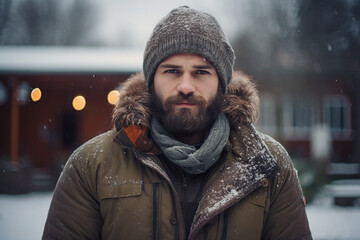 Poster - Photo image of handsome cheerful man preparing new year holidays generative AI technology