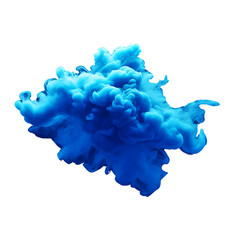 Realistic blue smoke explosion with sparks on a transparent background
