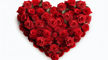 Poster - Valentine's Day heart made of red roses isolated on a transparent background