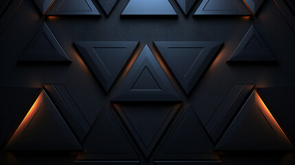 Futuristic, High Tech, dark background, with a triangular block structure. Wall texture with a 3D triangle tile pattern