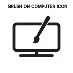 Wall Mural - Brush on computer icon vector, illustration icon isolated on white background, for your website design, logo or illustration icon, user interface.the icon drawing. EPS 10 