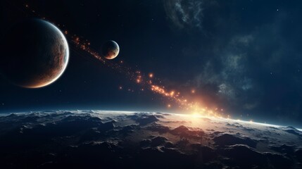 Wall Mural - beautiful planets in the universe with stars in the background in high resolution 4k