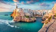 spectacular spring cityscape of polignano a mare town puglia region italy europe colorful evening seascape of adriatic sea traveling concept background