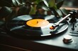 © Anastasiia - Vinyl Record With Peachyorange Label Spinning On Turntable In The Indie Music Scene