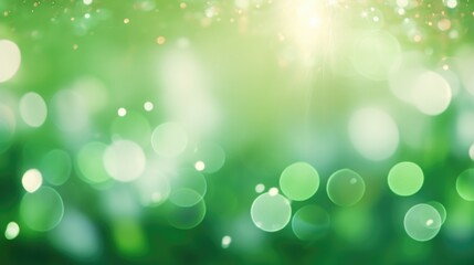 Canvas Print - A blurry green background featuring bokeh lights. Ideal for adding a soft and dreamy touch to your designs