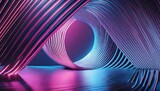 Fototapeta Do przedpokoju - 3d render abstract pink blue neon background futuristic wallpaper