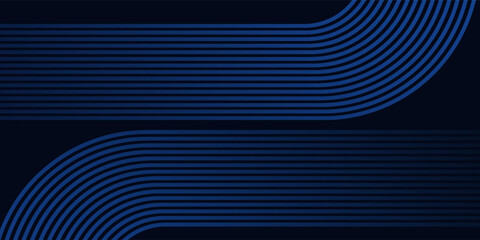 Wall Mural - Abstract glowing circle lines on dark blue background. Geometric stripe line art design. Modern shiny blue lines. Futuristic technology concept. Suit for poster, cover, banner, brochure, modern