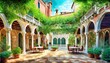 beautiful courtyard with a living canopy venice italy photo wallpapers