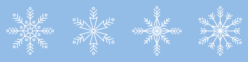 Wall Mural - snowflake set in different shapes and forms on isolated background. frost winter background. christm
